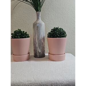 New Debi Lilly Set Of 2 Pink Planters 4"6 Plants Garden Indoor/outdoor